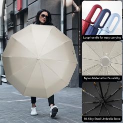 Alternative view of Folding & Inverted Umbrella, Outdoor Travel Umbrella, 46 Inch Portable Reverse Folding Umbrella，Windproof Folding Umbrella for Men and Women