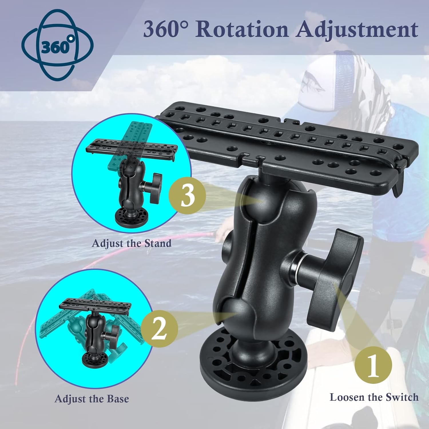 Fish Finder Mount Base with 360° Rotation Ball Bracket 3 Fish Finder Mount Base with 360° Rotation Ball Bracket - Image 3