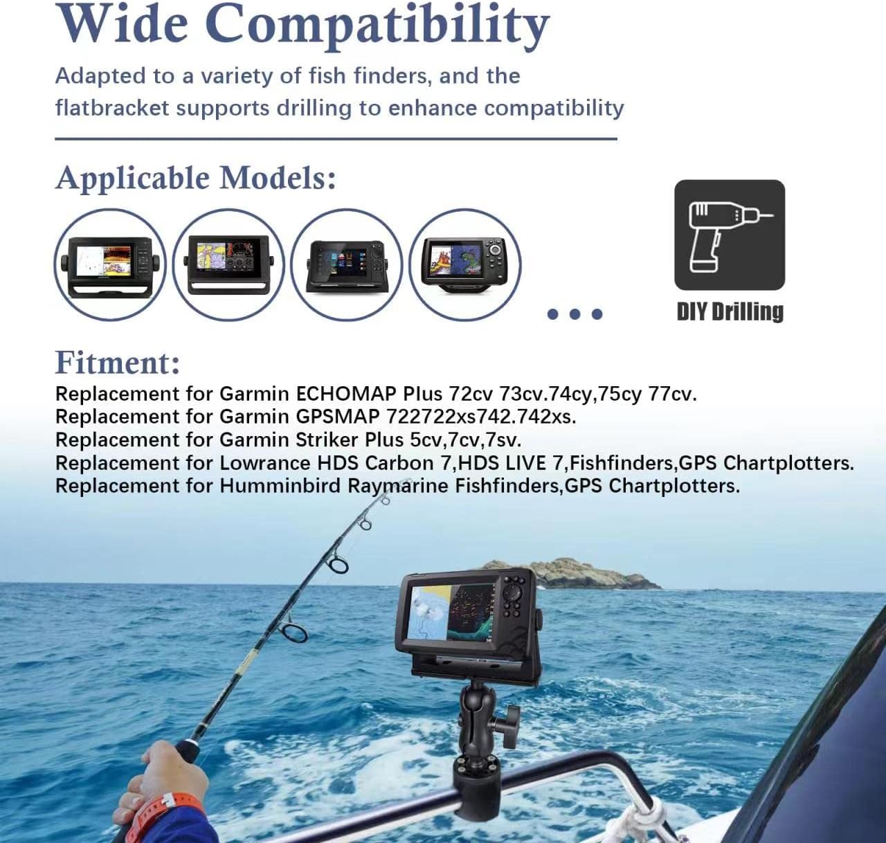 Fish Finder Mount Base with 360° Rotation Ball Bracket 4 Fish Finder Mount Base with 360° Rotation Ball Bracket - Image 4