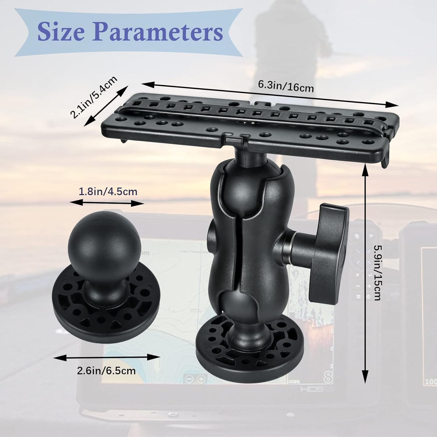 Fish Finder Mount Base with 360° Rotation Ball Bracket 5 Fish Finder Mount Base with 360° Rotation Ball Bracket - Image 5