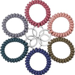 Alternative view of 6PCS Stretchable Wristband Wristlet Keychain Wrist Key Chain Wristlet,Spring Flexible Spiral Wrist Coil ​Wrist Key Holder Key Ring for Sauna Gym Pool ID Badge and Outdoor Sports