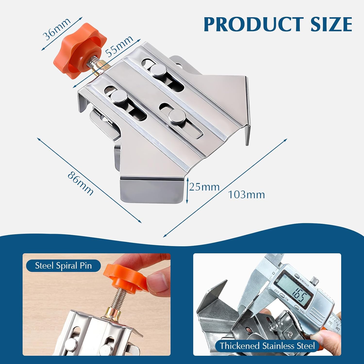 2pcs Stainless Steel Right Angle Clamp, 90 Degree Right Angle Clamp for Woodworking, Photo Framing 3 2pcs Stainless Steel Right Angle Clamp, 90 Degree Right Angle Clamp for Woodworking, Photo Framing - Image 3