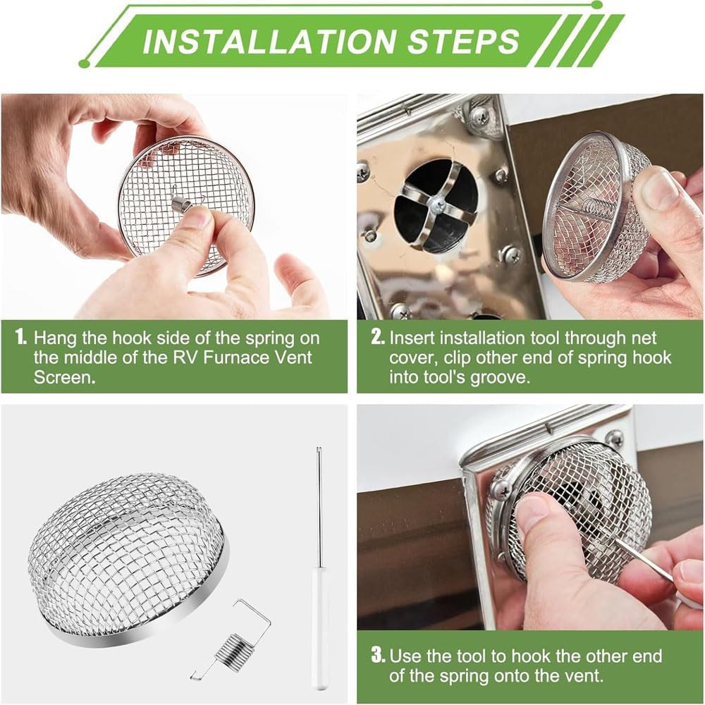 RV furnace vent insect screen 2 pack with installation tool 5 RV furnace vent insect screen 2 pack with installation tool - Image 5