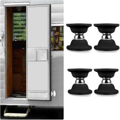 4Pcs Rv Magnetic Door Catch, RV Door Latch Magnetic Door Holder Silicone Magnetic Door Stop, No Drilling Needed for RVs, Motor Homes, Boats and Compartments,RV Accessories (Black)