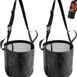 Mesh horse feed bag with adjustable strap, black
