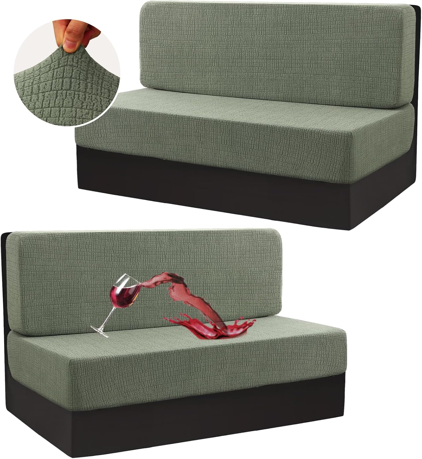 100% Waterproof RV Dinette Cushion Covers Booth Set Elastic Camper Replacement Couch Washable Jacquard Crizzle Pattern (2 Backrest Cover & 2 Bench Cover, Seagrass) Seagrass 1 100% Waterproof RV Dinette Cushion Covers Booth Set Elastic Camper Replacement Couch Washable Jacquard Crizzle Pattern (2 Backrest Cover & 2 Bench Cover, Seagrass) Seagrass