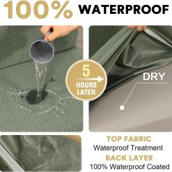 100% Waterproof RV Dinette Cushion Covers Booth Set Elastic Camper Replacement Couch Washable Jacquard Crizzle Pattern (2 Backrest Cover & 2 Bench Cover, Seagrass) Seagrass 9 V1259 DP01 A 4443 202604040515 02