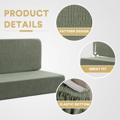 100% Waterproof RV Dinette Cushion Covers Booth Set Elastic Camper Replacement Couch Washable Jacquard Crizzle Pattern (2 Backrest Cover & 2 Bench Cover, Seagrass) Seagrass 10 V1259 DP01 A 4443 202604040515 03