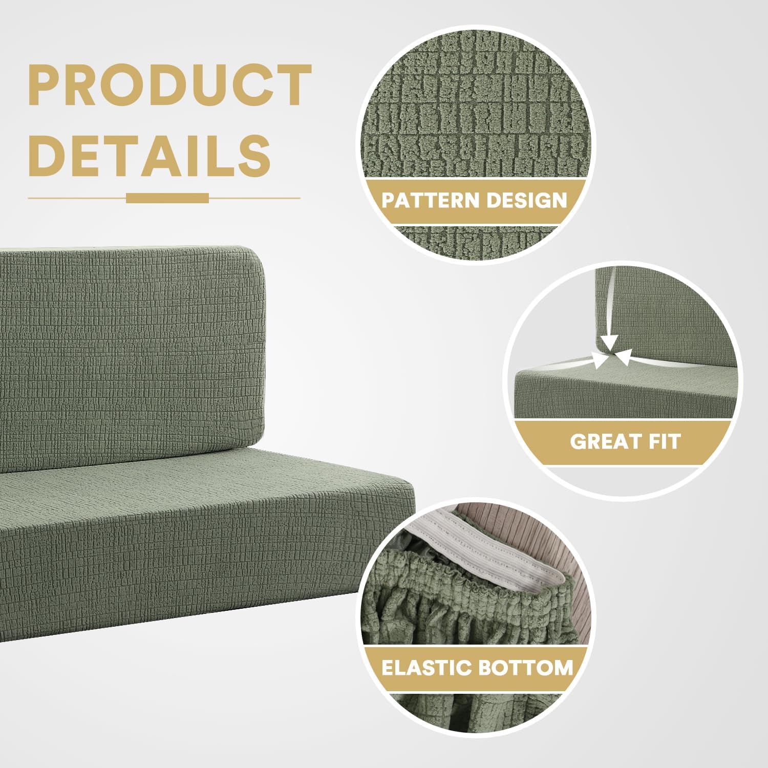100% Waterproof RV Dinette Cushion Covers Booth Set Elastic Camper Replacement Couch Washable Jacquard Crizzle Pattern (2 Backrest Cover & 2 Bench Cover, Seagrass) Seagrass 4 100% Waterproof RV Dinette Cushion Covers Booth Set Elastic Camper Replacement Couch Washable Jacquard Crizzle Pattern (2 Backrest Cover & 2 Bench Cover, Seagrass) Seagrass - Image 4