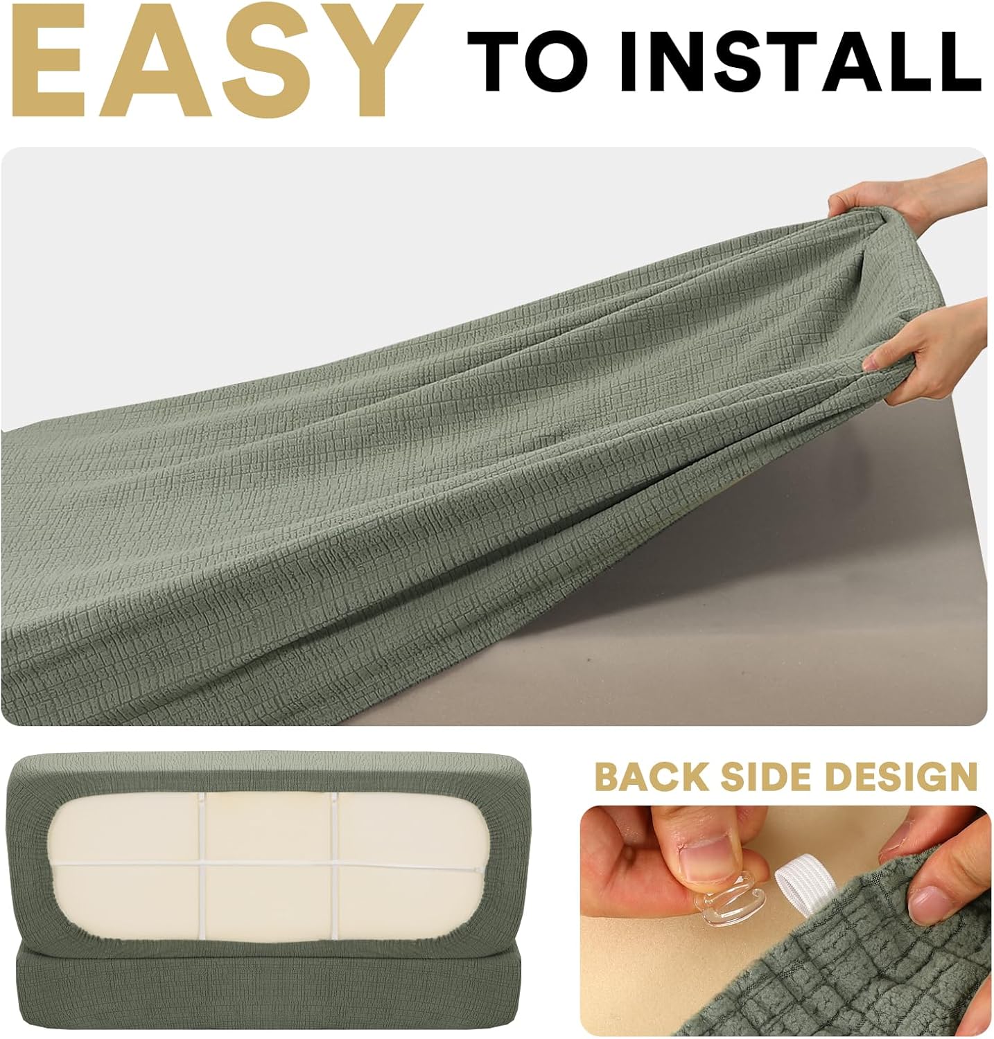 100% Waterproof RV Dinette Cushion Covers Booth Set Elastic Camper Replacement Couch Washable Jacquard Crizzle Pattern (2 Backrest Cover & 2 Bench Cover, Seagrass) Seagrass 5 100% Waterproof RV Dinette Cushion Covers Booth Set Elastic Camper Replacement Couch Washable Jacquard Crizzle Pattern (2 Backrest Cover & 2 Bench Cover, Seagrass) Seagrass - Image 5
