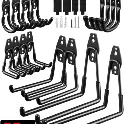 Garage Hooks 20-Pack Steel Storage Organiser Black