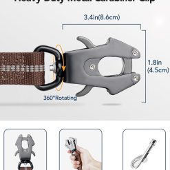 Alternative view of Tactical Dog Collar(17"-21") and Leash Set, Shock Absorbing Bungee Adjustable Strong Collar with Handle for Large Dogs(Brown, L) -