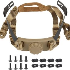 Tactical helmet chin strap suspension system khaki