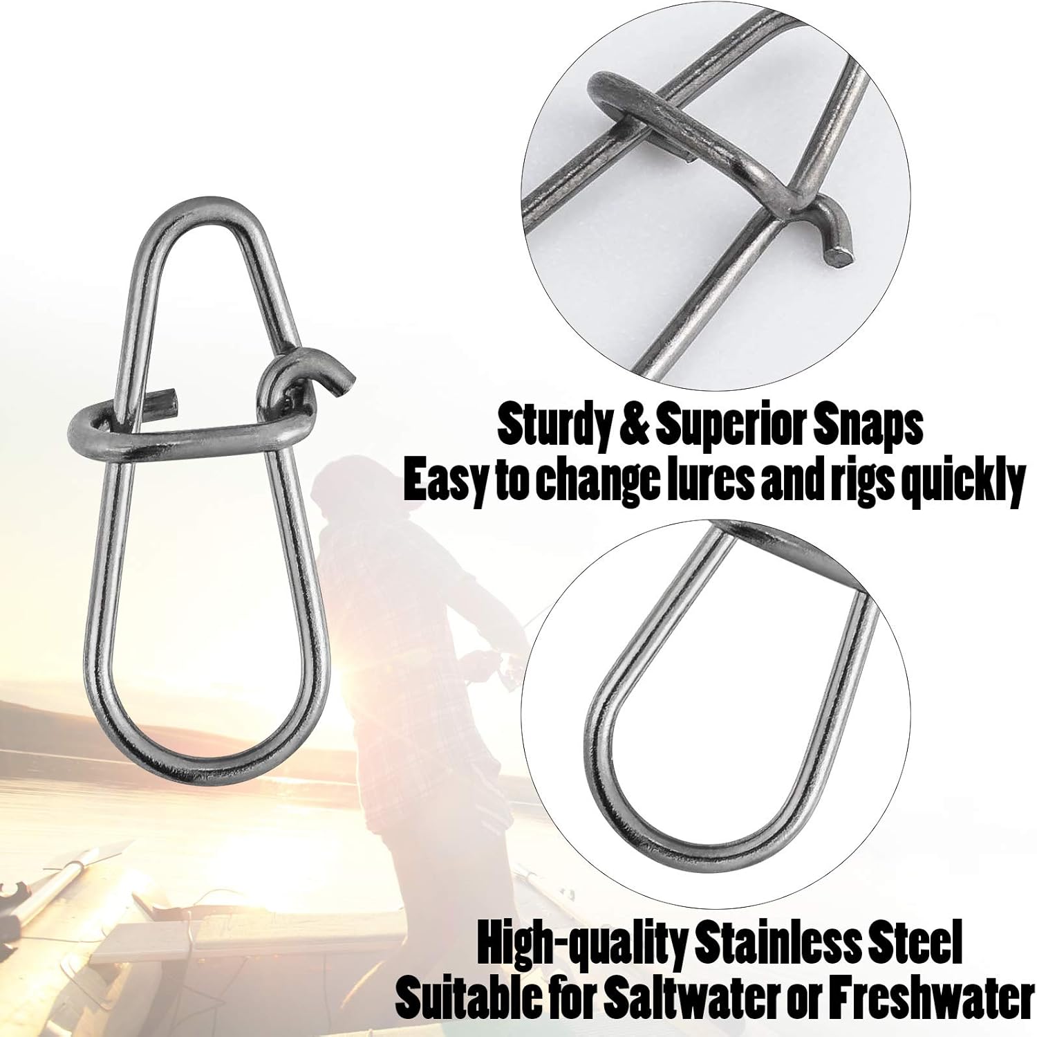Crankbait Snaps Stainless Steel Duo Lock Fishing Lure Connector 50 Pack 3 Crankbait Snaps Stainless Steel Duo Lock Fishing Lure Connector 50 Pack - Image 3