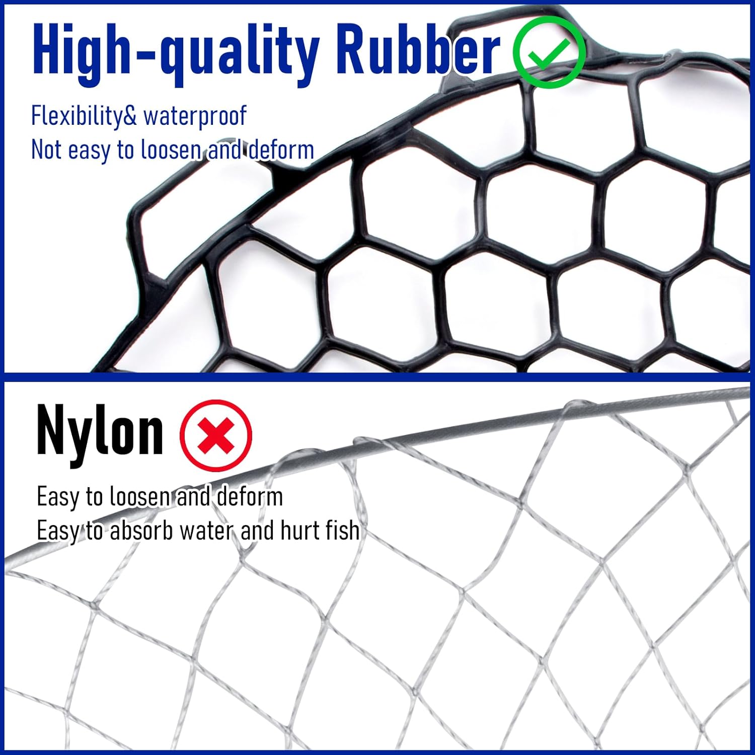 Fishing Landing Net Replacement Rubber Mesh Foldable 4 Fishing Landing Net Replacement Rubber Mesh Foldable - Image 4