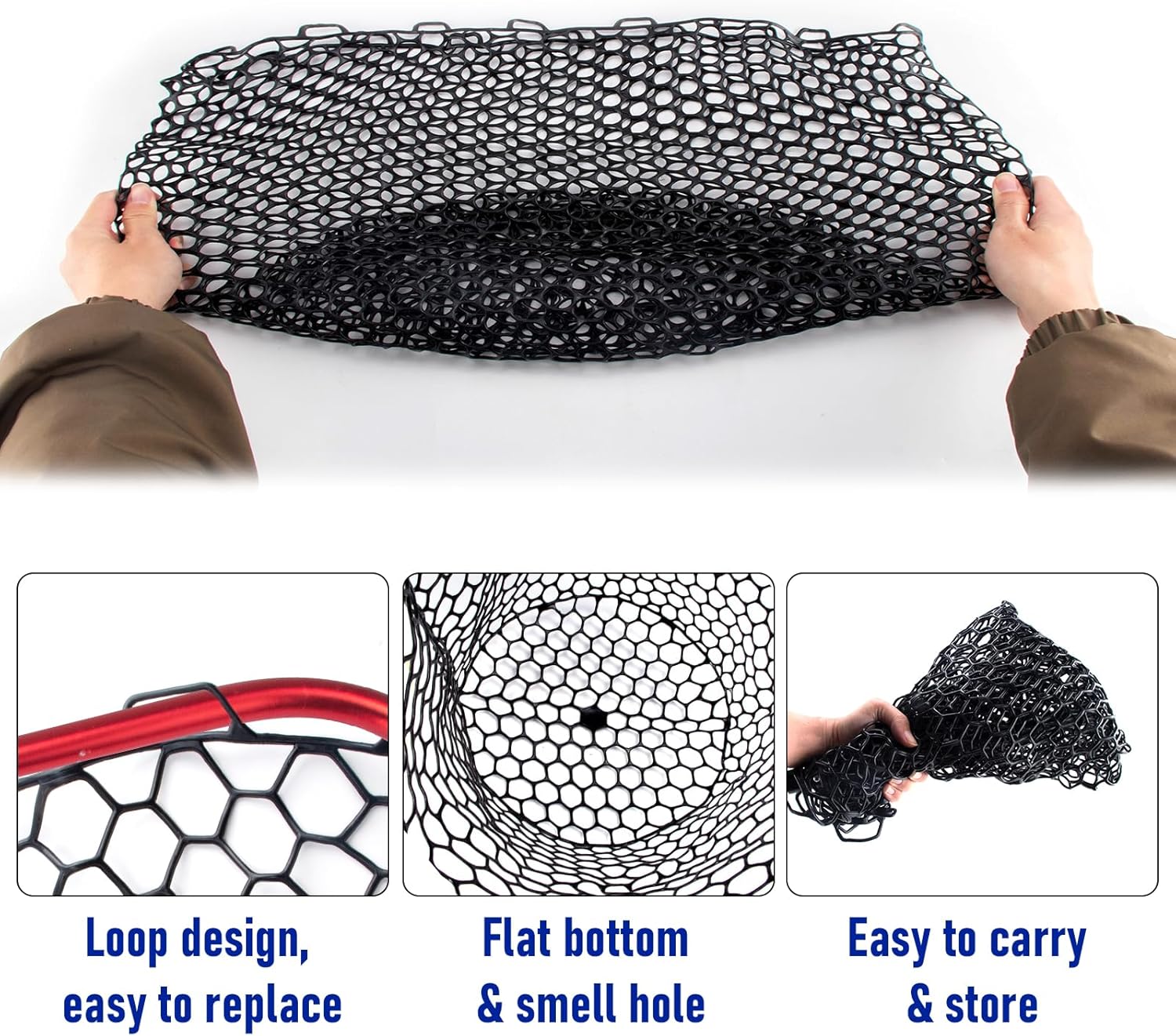 Fishing Landing Net Replacement Rubber Mesh Foldable 5 Fishing Landing Net Replacement Rubber Mesh Foldable - Image 5