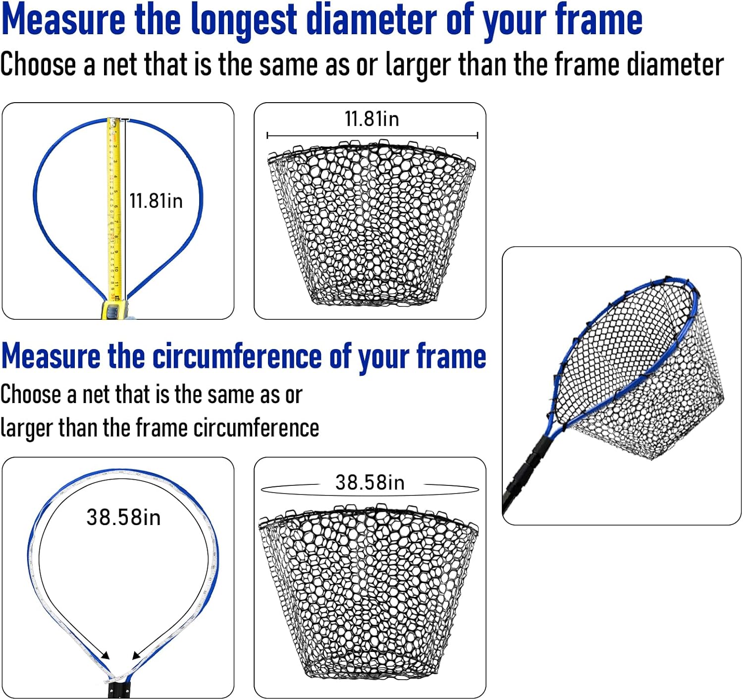 Fishing Landing Net Replacement Rubber Mesh Foldable 6 Fishing Landing Net Replacement Rubber Mesh Foldable - Image 6