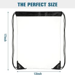 Alternative view of 15 Pieces PVC Clear Drawstring Bag Small Waterproof Plastic Backpack For Stadiums Sporting Events (Black) Black -