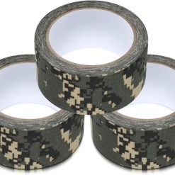 3 Rolls 2" x 32 ft Camo Tape, Self Adhesive Protective Camouflage Tape Waterproof Duct Non Reflective Fabric for Outdoor Hunting Military -