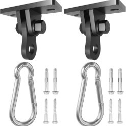 Heavy Duty Swing Hangers 2 Pack - 3000 lbs Capacity Silent Bearing Hooks for Wooden Sets & Concrete Ceiling, 304 Stainless Steel Black Brackets Porch, Yoga, Hammock, Gym Playground