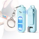 Rechargeable personal safety alarm with strobe light and LED torch
