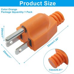 Alternative view of Biaungdo 1 Pack Neutral Ground Bonding Plug for Portable Inverter Generator, Surge Protector Ground Plug with Floating Neutral on RV Generator for Open Ground Error(Orange)