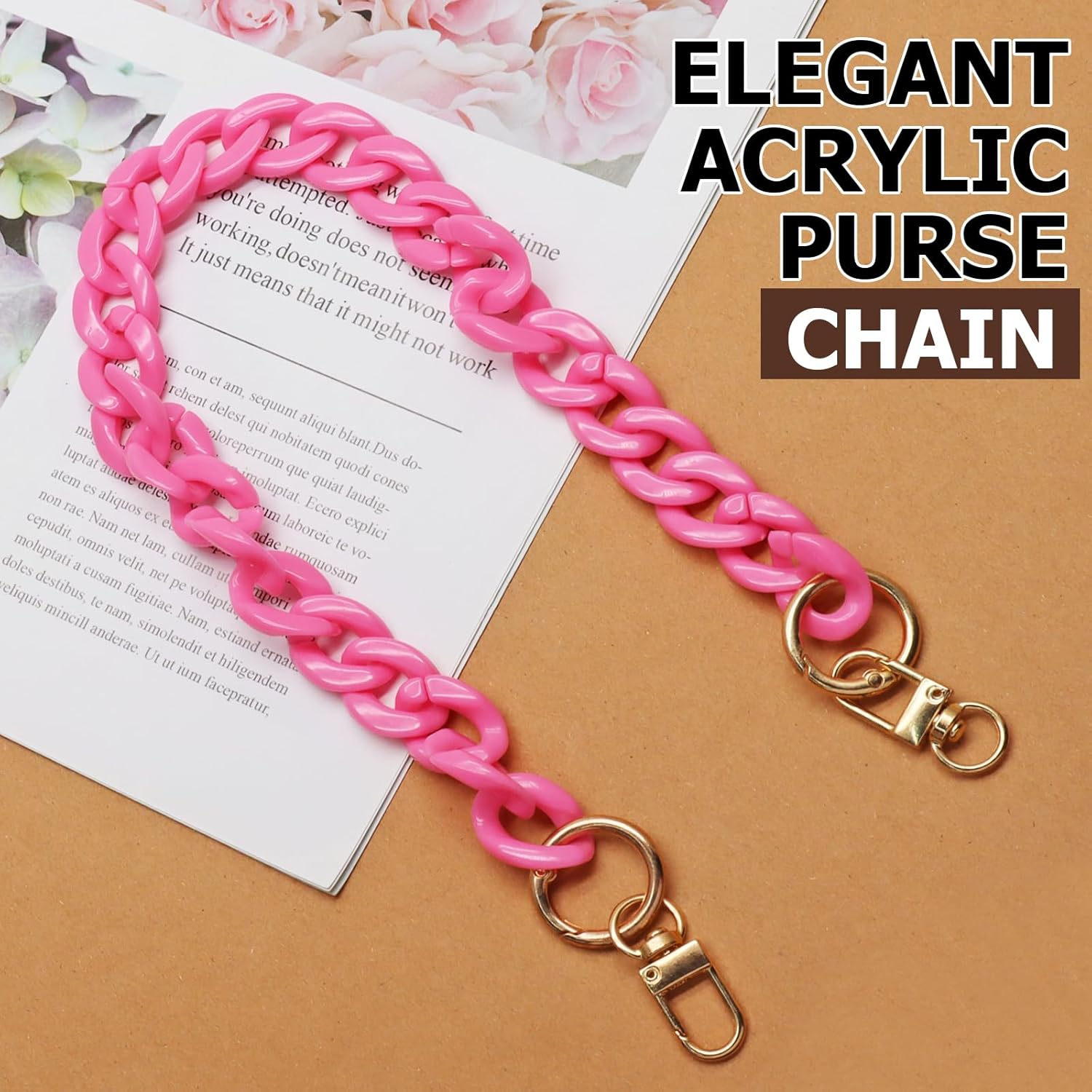 Acrylic purse chain strap with gold buckle 2 Acrylic purse chain strap with gold buckle - Image 2