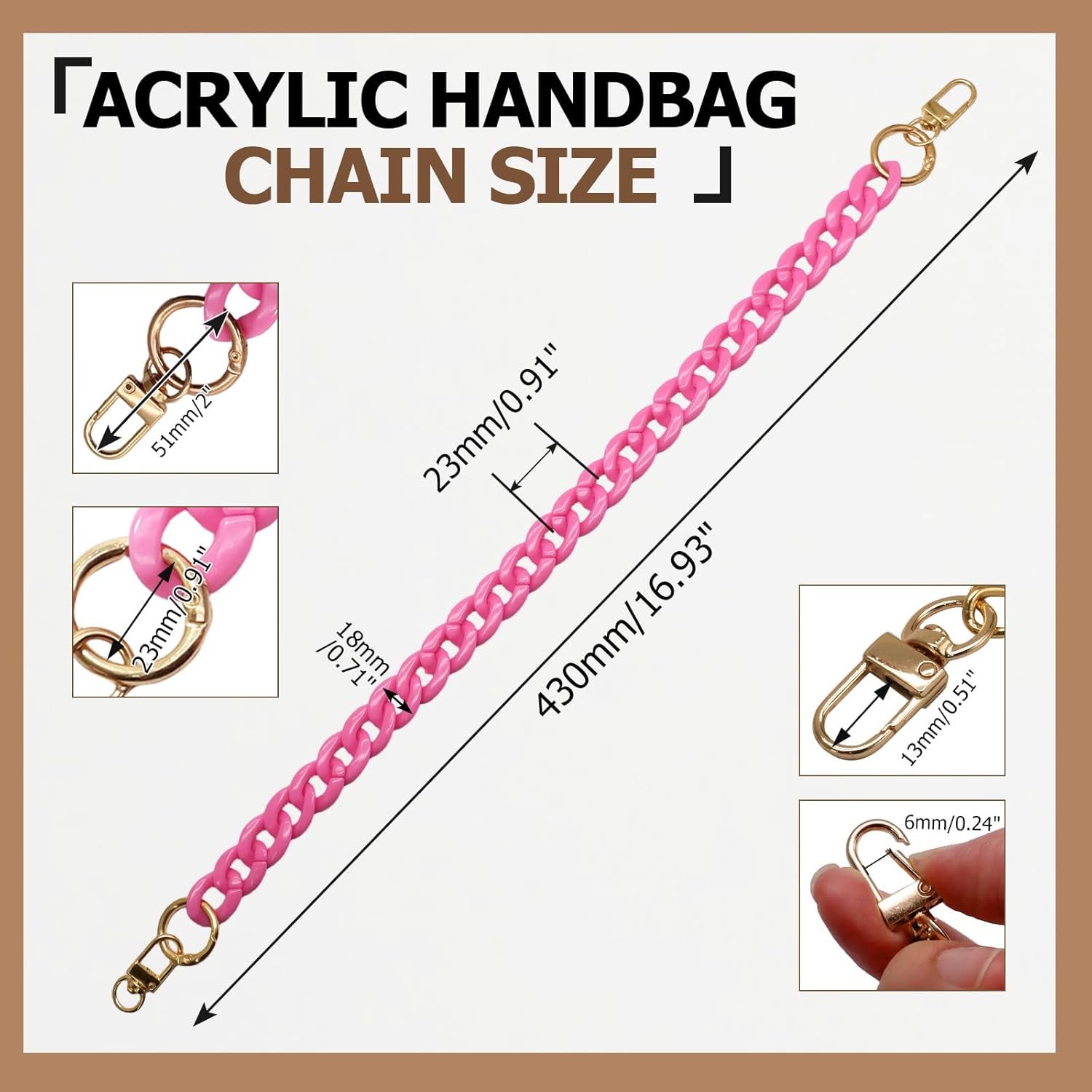 Acrylic purse chain strap with gold buckle 5 Acrylic purse chain strap with gold buckle - Image 5