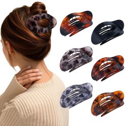 Large Round Claw Clips 6-Pack Leopard Glossy
