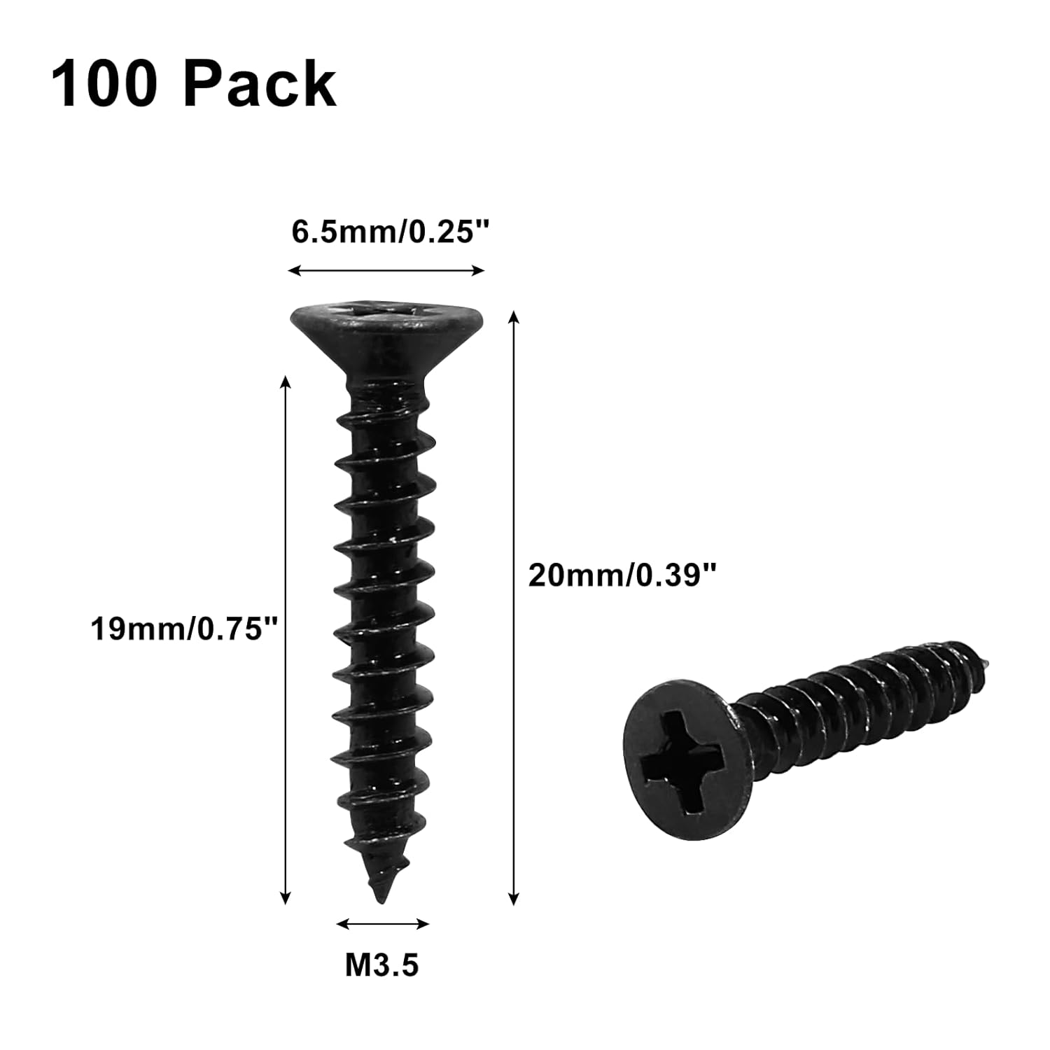#6 x 3/4" black oxide flat head Phillips wood screws, 100 pack 2 #6 x 3/4" black oxide flat head Phillips wood screws, 100 pack - Image 2