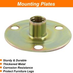 Alternative view of Furniture leg mounting plates, 4 sets with hanger bolts