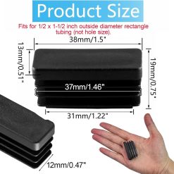 Alternative view of Rectangle plastic chair leg caps 24 pack, 1/2" x 1-1/2"