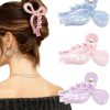 Acrylic Bow Hair Clip Set, 4.3" Claw Clips for Thick Hair