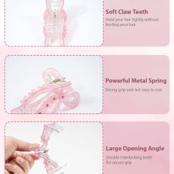Acrylic Bow Hair Clip Set, 4.3" Claw Clips for Thick Hair 9 V1259 DP01 E 561 02