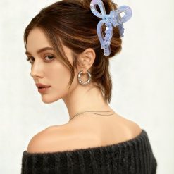 Acrylic Bow Hair Clip Set, 4.3" Claw Clips for Thick Hair 10 V1259 DP01 E 561 03