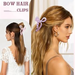 Acrylic Bow Hair Clip Set, 4.3" Claw Clips for Thick Hair 11 V1259 DP01 E 561 04