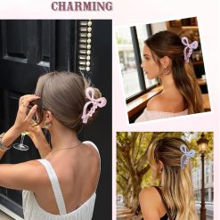 Acrylic Bow Hair Clip Set, 4.3" Claw Clips for Thick Hair 12 V1259 DP01 E 561 05