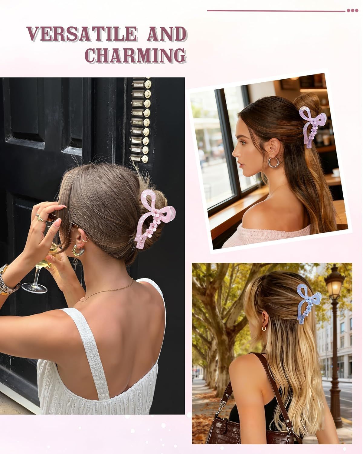 Acrylic Bow Hair Clip Set, 4.3" Claw Clips for Thick Hair 6 Acrylic Bow Hair Clip Set, 4.3" Claw Clips for Thick Hair - Image 6