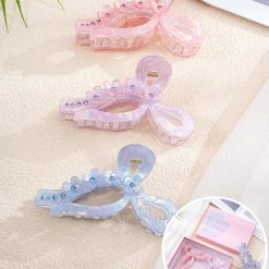 Acrylic Bow Hair Clip Set, 4.3" Claw Clips for Thick Hair 13 V1259 DP01 E 561 06