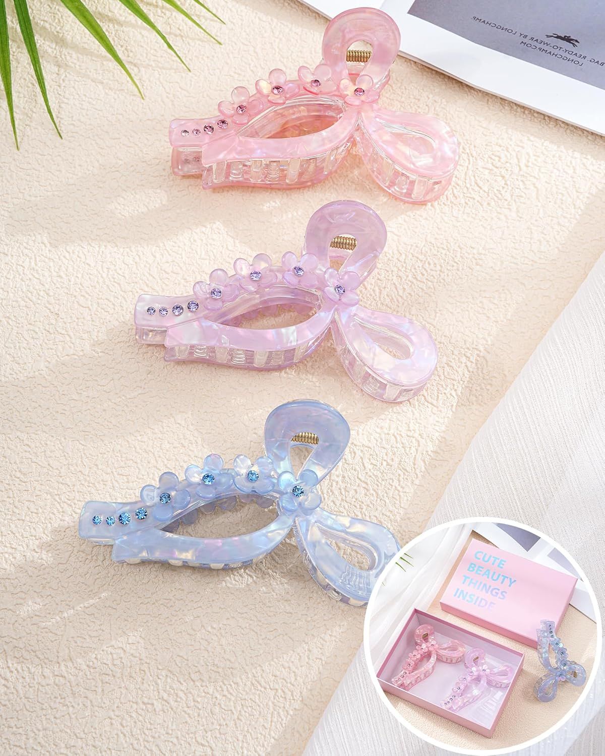 Acrylic Bow Hair Clip Set, 4.3" Claw Clips for Thick Hair 7 Acrylic Bow Hair Clip Set, 4.3" Claw Clips for Thick Hair - Image 7