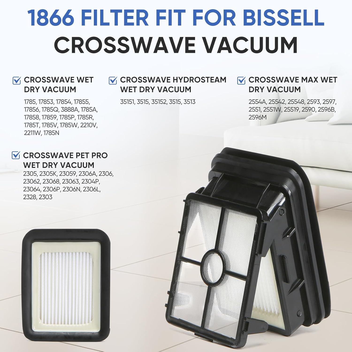 4 Pack Replacement Filters for Bissell Crosswave 1866 3 4 Pack Replacement Filters for Bissell Crosswave 1866 - Image 3