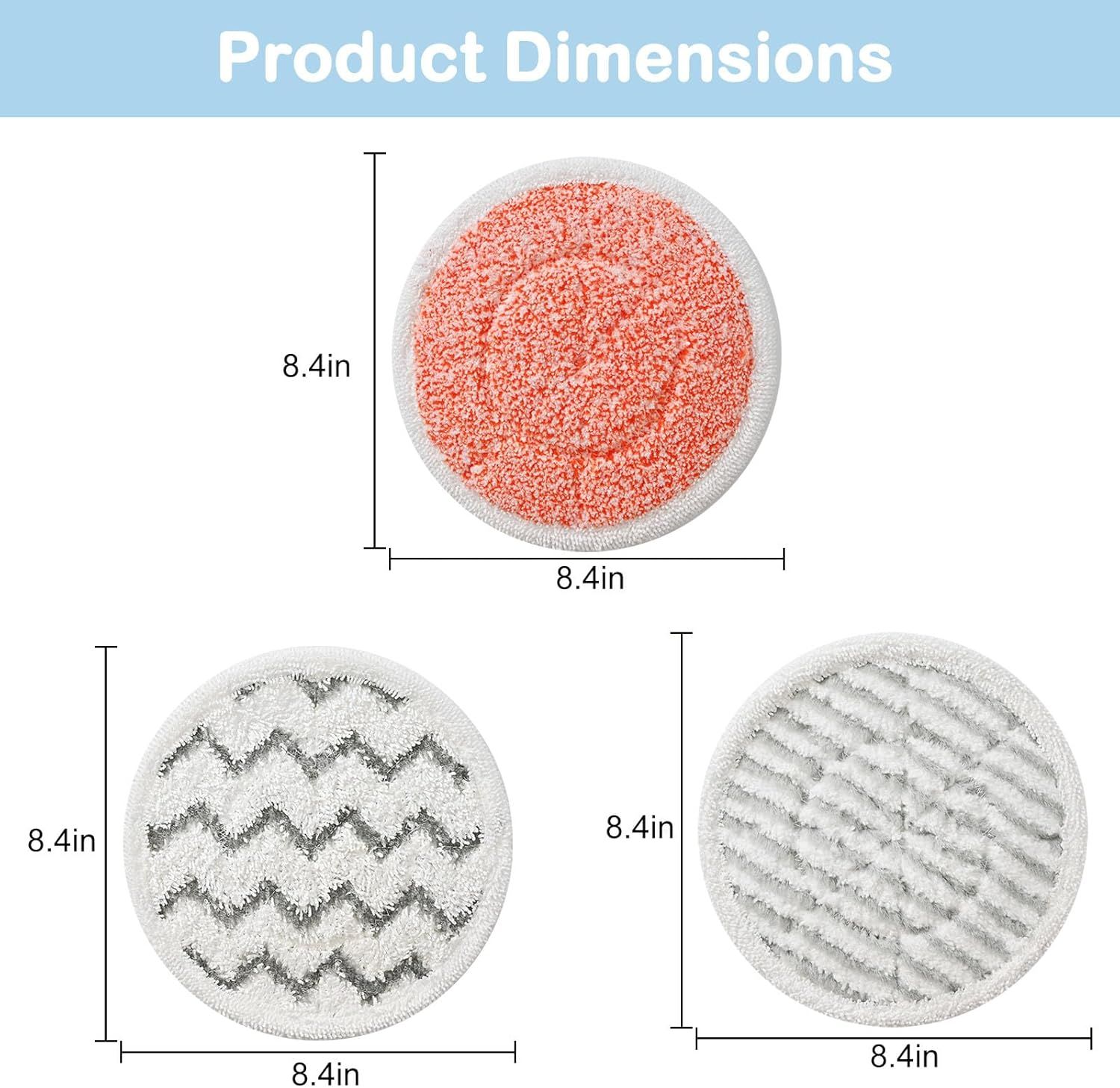 8 Pack Rotating Mop Pads for Bissell 3897A SmartSteam 2 8 Pack Rotating Mop Pads for Bissell 3897A SmartSteam - Image 2