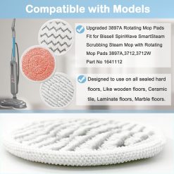 8 Pack Rotating Mop Pads for Bissell 3897A SmartSteam 8 V1259 DP01 F 178 02
