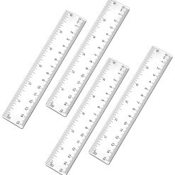 4Pcs 6 Inch Ruler, Plastic Clear Ruler 6 inch Small Rulers for Drawing & Underlining, Short Transparent Straight Measuring Tool Ideal for Journaling School Work, Easy to Use