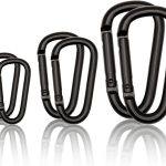 Black carabiner clip set, 3 sizes, heavy-duty aluminium