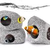 Rock aquarium cave decorations, 3-piece stackable hideout set