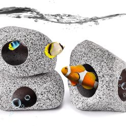 3 Pieces Rock Aquarium Decorations, Stackable Cave Aquarium Decor, Betta Fish Tank Accessories Hideout Hidden Stones Ornaments, Fish Rock House Hideaway Tunnel Fish Cave for Aquarium Shrimp Cichlid