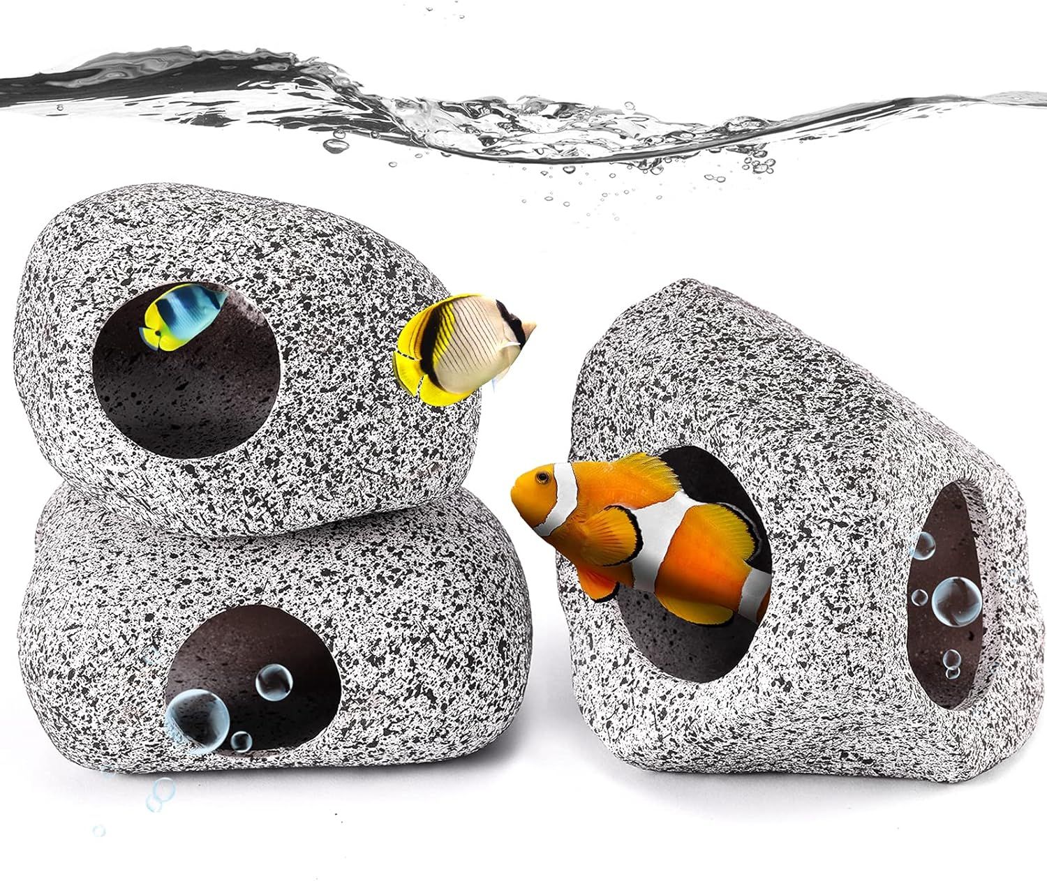 3 Pieces Rock Aquarium Decorations, Stackable Cave Aquarium Decor, Betta Fish Tank Accessories Hideout Hidden Stones Ornaments, Fish Rock House Hideaway Tunnel Fish Cave for Aquarium Shrimp Cichlid 1 3 Pieces Rock Aquarium Decorations, Stackable Cave Aquarium Decor, Betta Fish Tank Accessories Hideout Hidden Stones Ornaments, Fish Rock House Hideaway Tunnel Fish Cave for Aquarium Shrimp Cichlid
