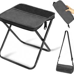Outdoor Backpack Folding Stool, Pencil Case Stool, Portable Lightweight Camping Gear, Sports Folding Chair, Handbag Stool（Crossbody Bag Stool | Black）