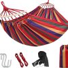 Portable camping hammock lightweight fabric red